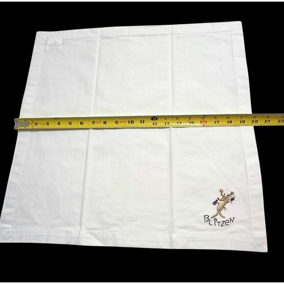 VTG 9 Pottery Barn Reindeer Dinner Napkins Braided Basket Christmas Holiday - Picture 12 of 16